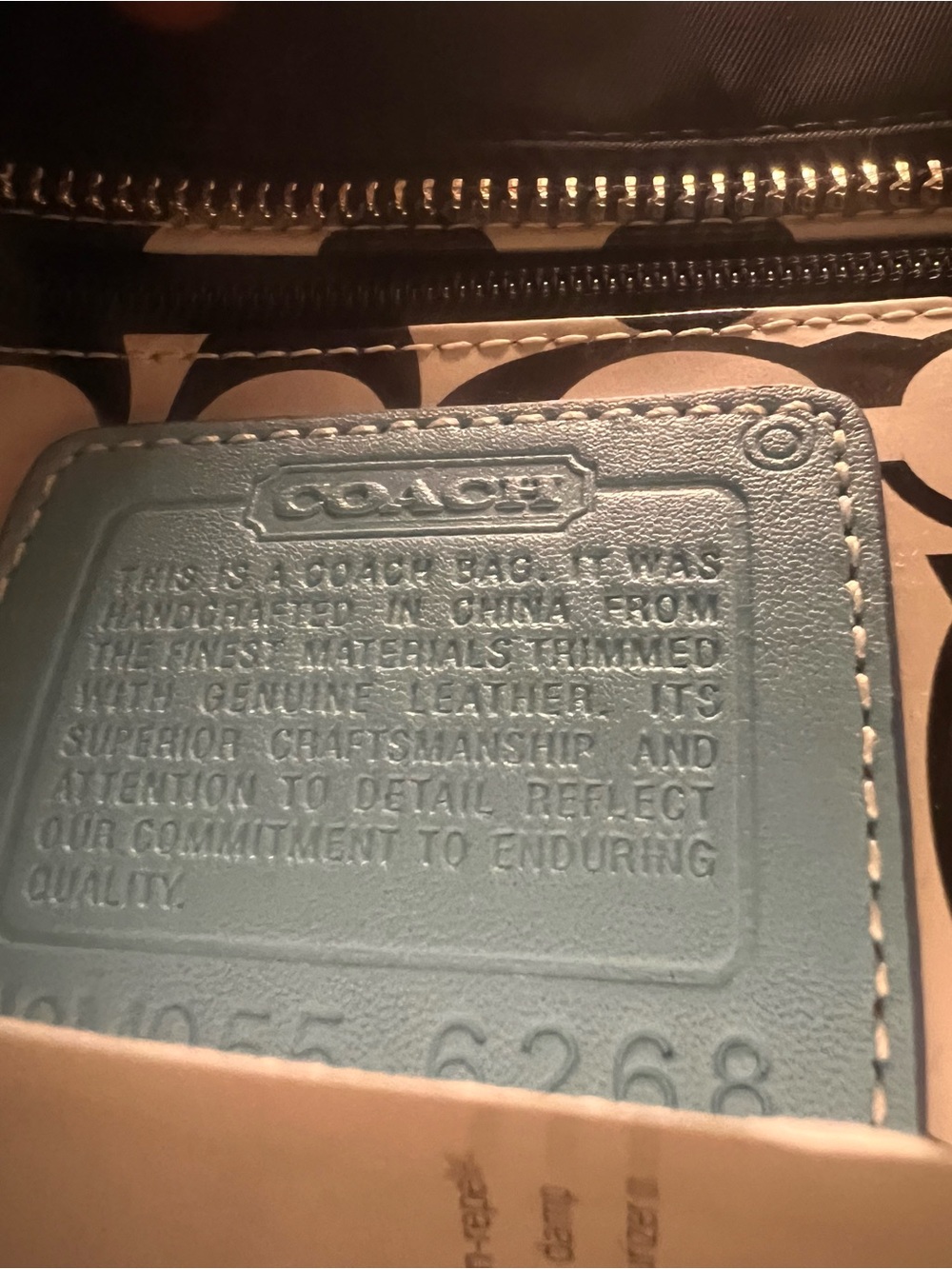Coach Black Canvas Briefcase with Light Blue and Tan Trim - Picture 8 of 8